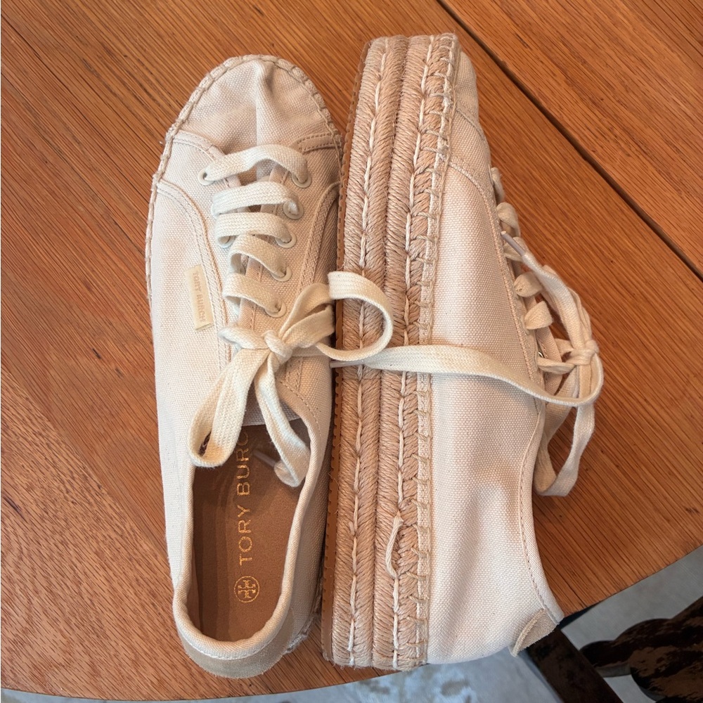 Tory Burch Beige Espadrille Sneakers